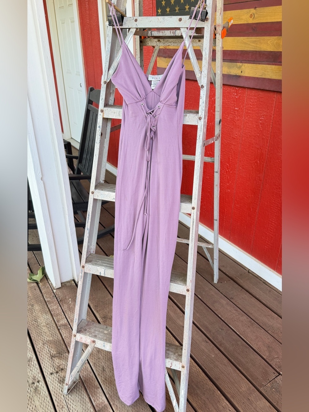 MAGIA U.S.A. Lilac Lace-Up Wide Leg Jumpsuit | Medium - Picture 2 of 5